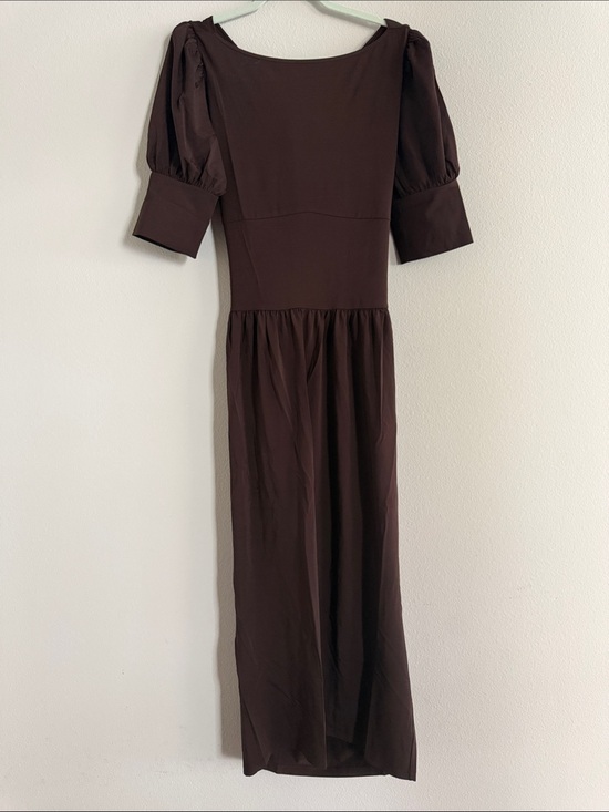 Helsa Dresses & Skirts - Women's Chocolate Brown Maxi Dress with Puff Sleeves